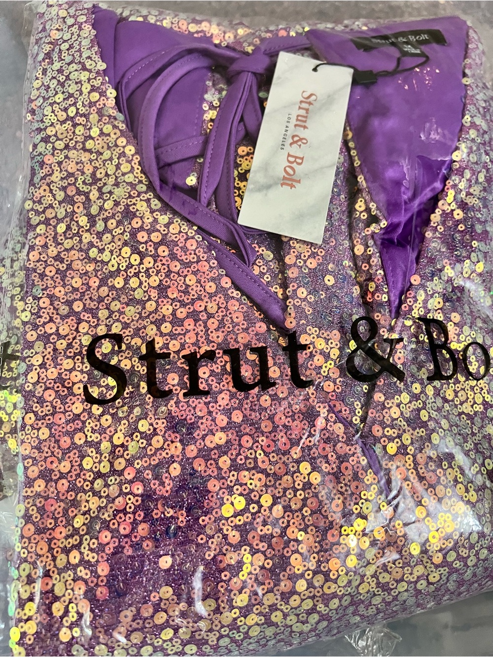 Estella Lavender Long Sleeve Sequin Mini Dress - Picture 7 of 8